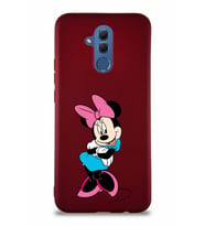 Huawei Mate 20 Lite Soft Premier Kapak Minnie Mouse-D Tasarımlı Silikon Kılıf - Mürdüm (Şeffaf)
