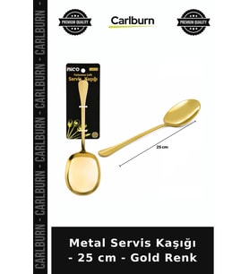 Özel Üretim Mutfak Sunum Sofra Metal Servis Kaşığı - 25 cm - Gold Renk