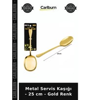 Özel Üretim Mutfak Sunum Sofra Metal Servis Kaşığı - 25 cm - Gold Renk