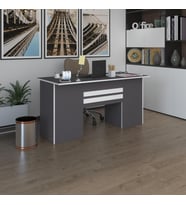 Kenzlife ofis masası pat morita gri 75*170*80 kilitli kapaklı dolap çiftli şeritli bilgisayar çalışma masası (Karışık)