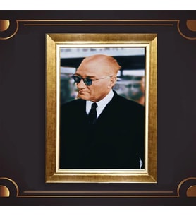 Altın Varaklı Çerçeveli Paspartulu Atatürk Tablo nl02A425 (Gold)