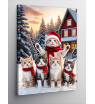 Kanvas Tablo Kışlık Kedi Takımı