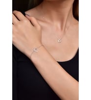 Papatya Silver 925 Ayar Gümüş Rodyum Kaplama Ay Yıldız Kolye Ve Bileklik Set