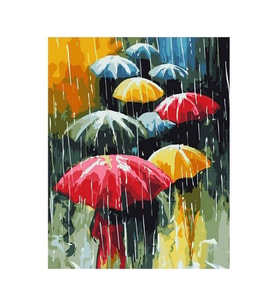 Yağmur Sayılarla Boyama Seti 40x50 cm (Tuvale Gerili)