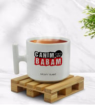 BK Gift Kişiye Özel Canım Babam Tasarımlı T Kulplu Beyaz Middle Kupa Bardak-5