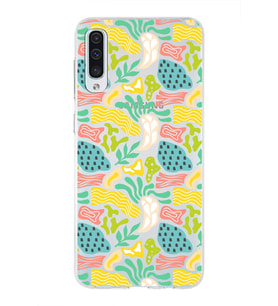 Samsung Galaxy A50s ile Uyumlu 1mm Kapak Memphis Desen Tasarımlı Şeffaf Silikon Kılıf