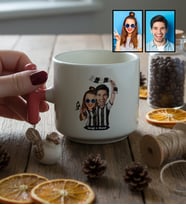 Kişiye Özel Karikatürlü Siyah Beyaz Taraftar Sevgiliye Hediye T Kupa Sevgililer Günü Hediyesi