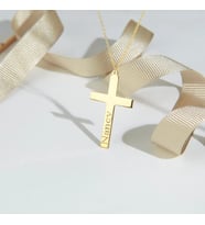 Kişiye Özel 925 Ayar Gümüş Haç Sembol İsim Kolye (Gold)