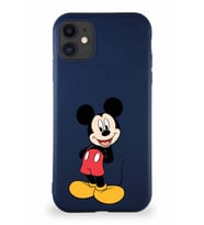 Apple iPhone 11 Soft Premier Kapak Mickey Mouse-B Tasarımlı Silikon Kılıf - Lacivert (Şeffaf)