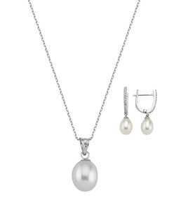 Damla Doğal İnci Kolye Küpe İkili Set