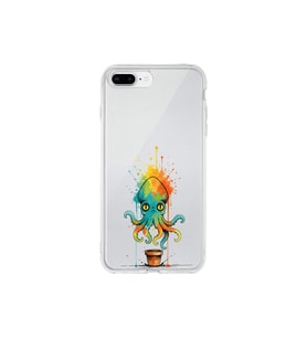 iPhone 7 Plus ile uyumlu Splash ahtapot tasarımlı şeffaf silikon kılıf