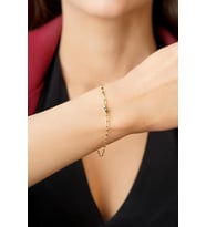 14 Ayar Altın Konik Badem Kalemli Aynalı Zincir Bileklik (Rose)