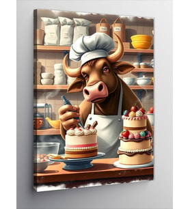 Kanvas Tablo Tatlı Pastacı İnek