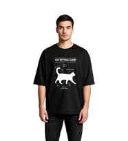 Kedi Okşama Rehberi Baskılı Erkek Oversize Tişört