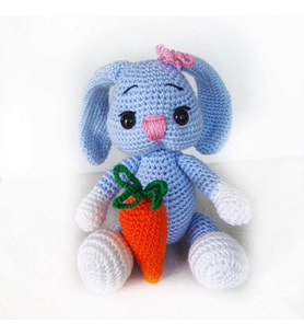 Uzun Kulak Tavşan ve Havucu Amigurumi Organik Oyuncak