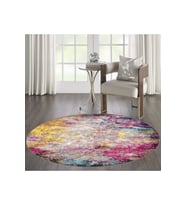 Eliana Home Baskılı, Yıkanabilir Kaymaz Taban Yuvarlak Halı LNA7119 120x120 cm (Pembe)