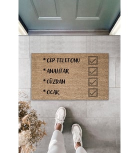 Cep Telefonu Anahtar Cüzdan Ocak Yazılı Kapı Önü Paspası 70x45 Cm