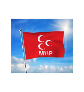 MHP- Milliyetçi Hareket Partisi Bayrağı Premium Raşel Kumaş 100x150 cm
