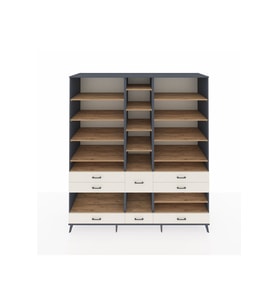 Kronos Dolap 19 Raflı 8 Çekmeceli  220x59x243 Antrasit-Çam/Aytaşı