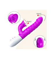 Şarjlı Akıllı Isıtmalı Dil Hareketli Titreşimli G-Spot Klitoris Uyarıcı 2 in 1 Penis Rabbit Vibratör