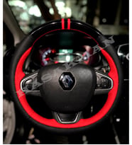 Renault Lutecia 4 Dikme Direksiyon Kılıfı Parlak Siyah Kırmızı Detaylı Kırmızı Çift Yüzük ve Dikiş 2013-2019