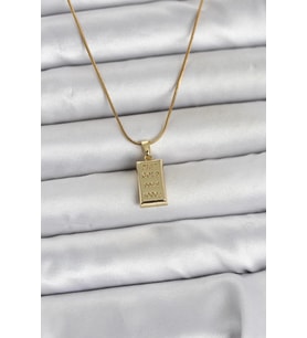 316L Çelik Zincir Gold Renk Külçe Altın Model Kadın Kolye