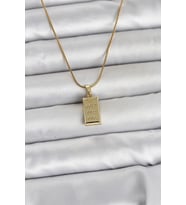 316L Çelik Zincir Gold Renk Külçe Altın Model Kadın Kolye