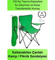 120 Kg Kapasiteli Su Geçirmez Kolay Silinebilir Katlanabilen Çantalı Askılı Kamp Piknik Sandalyesi