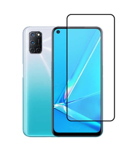 Oppo A92 Uyumlu Zore Kenarları Kırılmaya Dayanıklı Cam Ekran Koruyucu (Siyah)