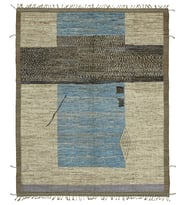 Bej Tonlarında El Dokuma Geometrik Desenli Modern Salon Halısı Melanje Görünüm Pamuk Yün