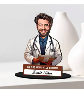 En Başarılı Erkek Aile Hekimine Hediye Karikatürlü Biblo