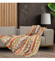SoftMicro Etnik Desenli Boho 130x180 cm Koltuk Örtüsü Şalı, Kanepe Örtüsü, Tv Battaniyesi Doğal Renk (Naturel)