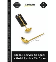 Özel Üretim Mutfak Gereci Şık Sunum Yemek Servisi Metal Servis Kepçesi - Gold Renk - 24.5 cm