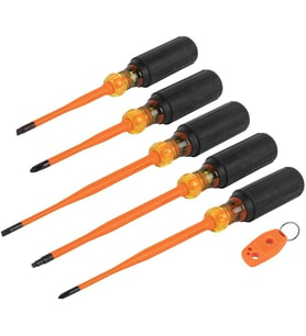 Klein Tools 33736Ins Yalıtımlı Tornavida Seti, Phillips, Dolap Ve Kare Uçlu 1000V İnce Uçlu Sürücü,