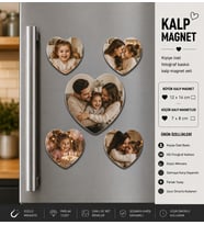 Kalp Fotoğraf Magneti Aileye Özel Kişiselleştirilebilir Sevgi Dolu Anı Hediye Seti