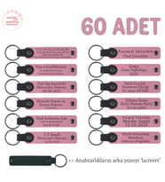 Pembe & Lacivert, Reklam Ajanslarına Özel Çalışma, 60'lı Set, Kişisel Yazılı Deri Anahtarlık
