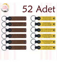 A Kahve & Sarı, Yeni Yıl Partilerine Küçük Hediyelik, 52’li Set, Kişiselleştirilebilir Deri Hatıra