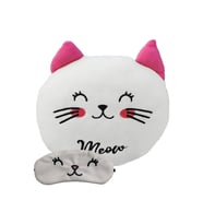 Sevimli Kedi Polar Oyuncak 35*35cm Göz Bandı Hediyeli (Beyaz)