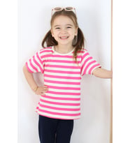 Breeze Kız Çocuk Tişört Patlı Çizgili 1-4 Yaş, Pembe