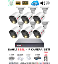 FURY Ip Güvenlik Kamera Seti 6 Kameralı Sesli 4mp Gece Renkli Su Geçirmez Ip5515s 500gb