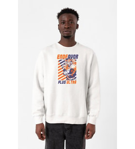 My Hero Academi Anime Endeavor Plus Ultra Beyaz Erkek 2ip Sweatshirt