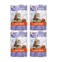 Plaisir 100Gr Pouch Chicken and Liver Tavuk Etli Ciğerli 4Adet Kedi Maması (Mavi)