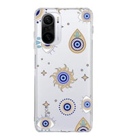 PrintiFy Xiaomi Redmi K40 ile Uyumlu 1mm Slim Fit Nazar Boncuğu 5 Baskılı Şeffaf  Kılıf