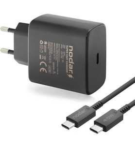45W Süper Hızlı USB-C Şarj Aleti Seti 1 Metre Type-C to Type-C Kablo Dahil PD Hızlı Şarj, Kısa Devre ve Yüksek Voltaj Korumalı Siyah, ND1007