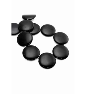 Oniks Doğal Taş Parlak Siyah Daire Kesim 40x8mm Dizi [AA]