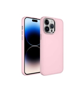 Apple iPhone 13 Pro Max Uyumlu Kılıf Metal Çerçeve ve Buton Tasarımlı Silikon Zore Luna Kapak (Pembe)