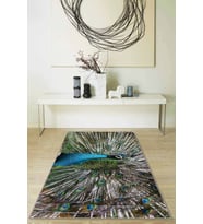 Renkli Tavus Kuşu Desenli Kaymaz Taban Dekoratif Halı RV328 - 100 x 160 cm