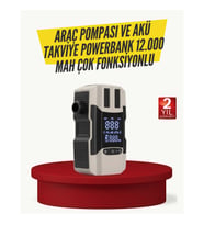 Mey İthalat® Araç Lastik Şişirme Pompası ve Akü Takviye Powerbank Bir Arada