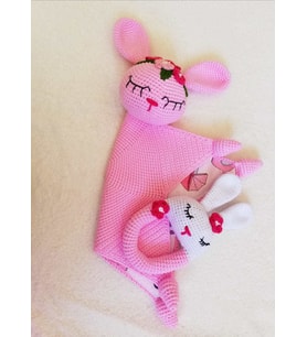 Müzikli Uyku Arkadaşı Mina ve Çıngırak Amigurumi Organik Oyuncak