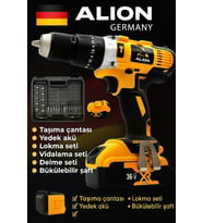Darbeli Şarjlı Matkap Seti 36V 5Ah Metal Madren Vidalama Çantalı